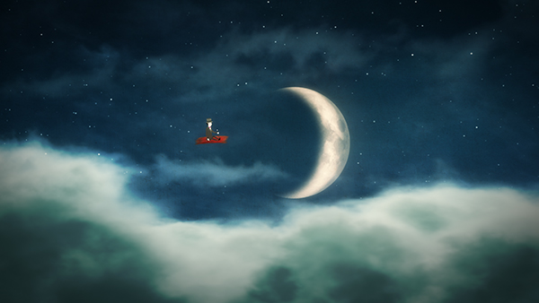 Magician flies past the moon, Carnival Figures