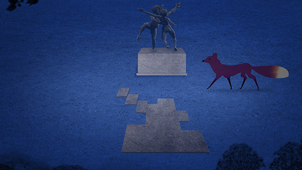Fox enters, Carnival Figures